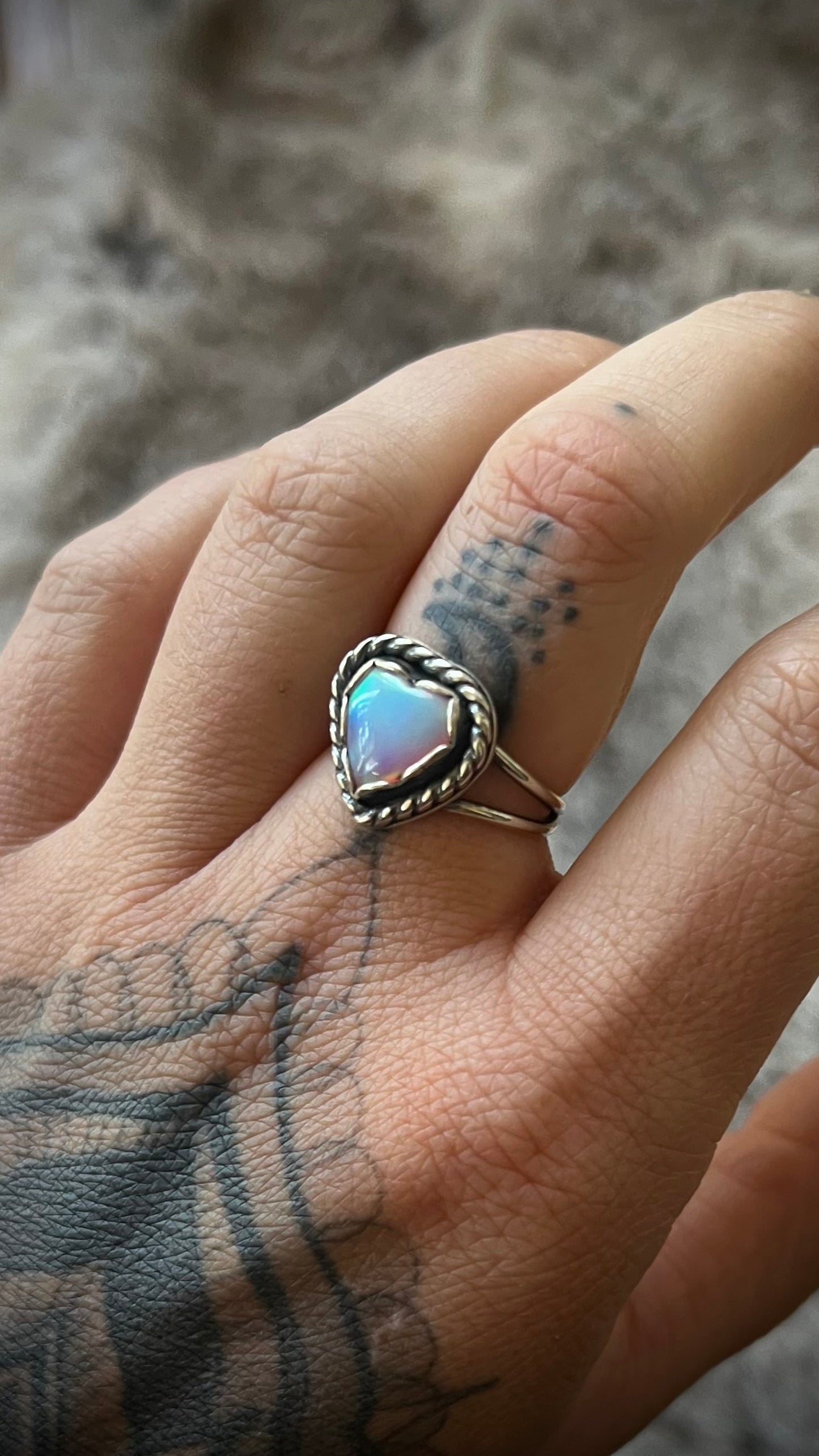 Aurora Opal Heart Ring | Size 6.5