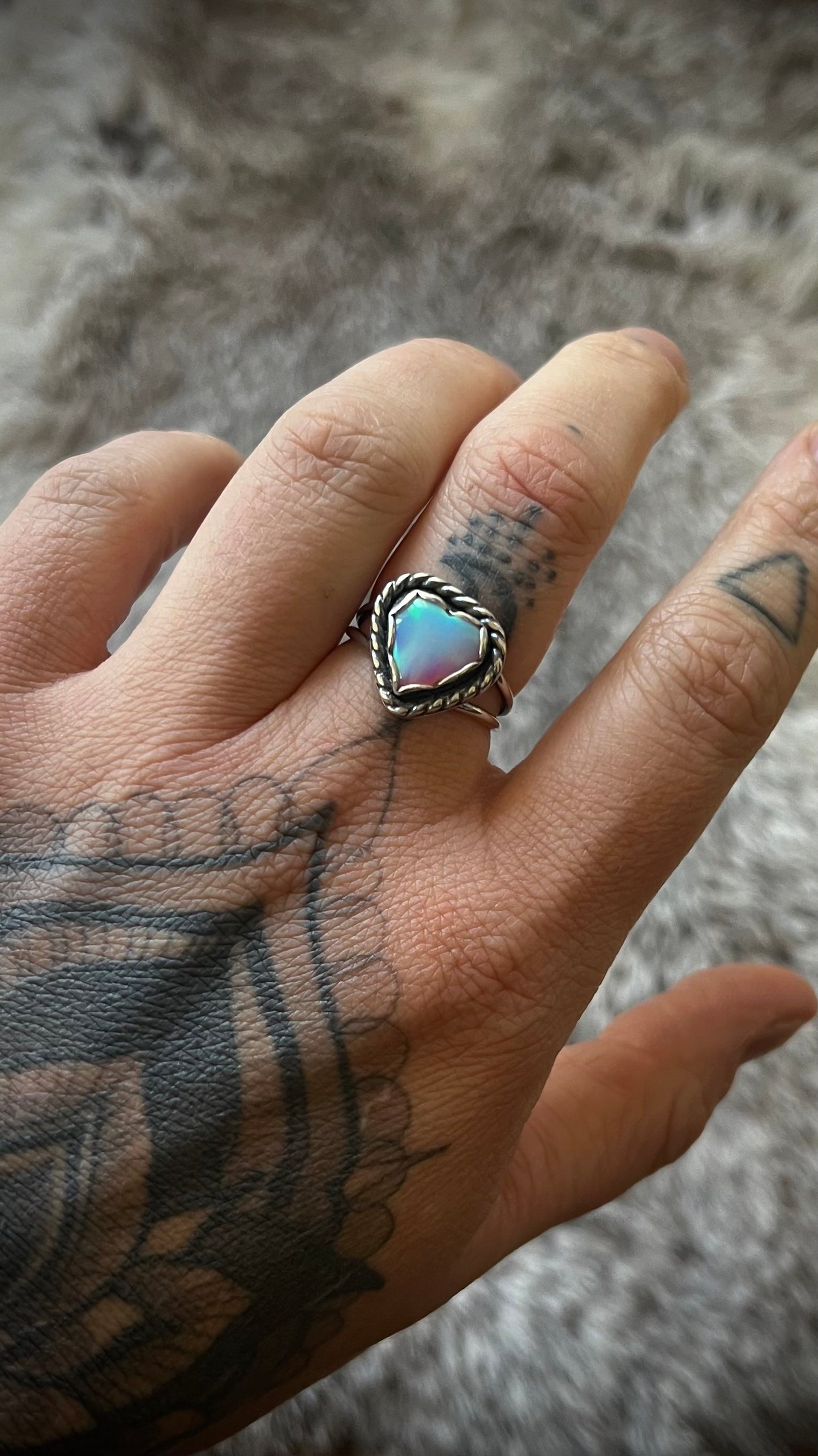 Aurora Opal Heart Ring | Size 6.5