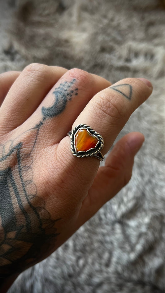 Aurora Opal Heart Ring | Size 8.25