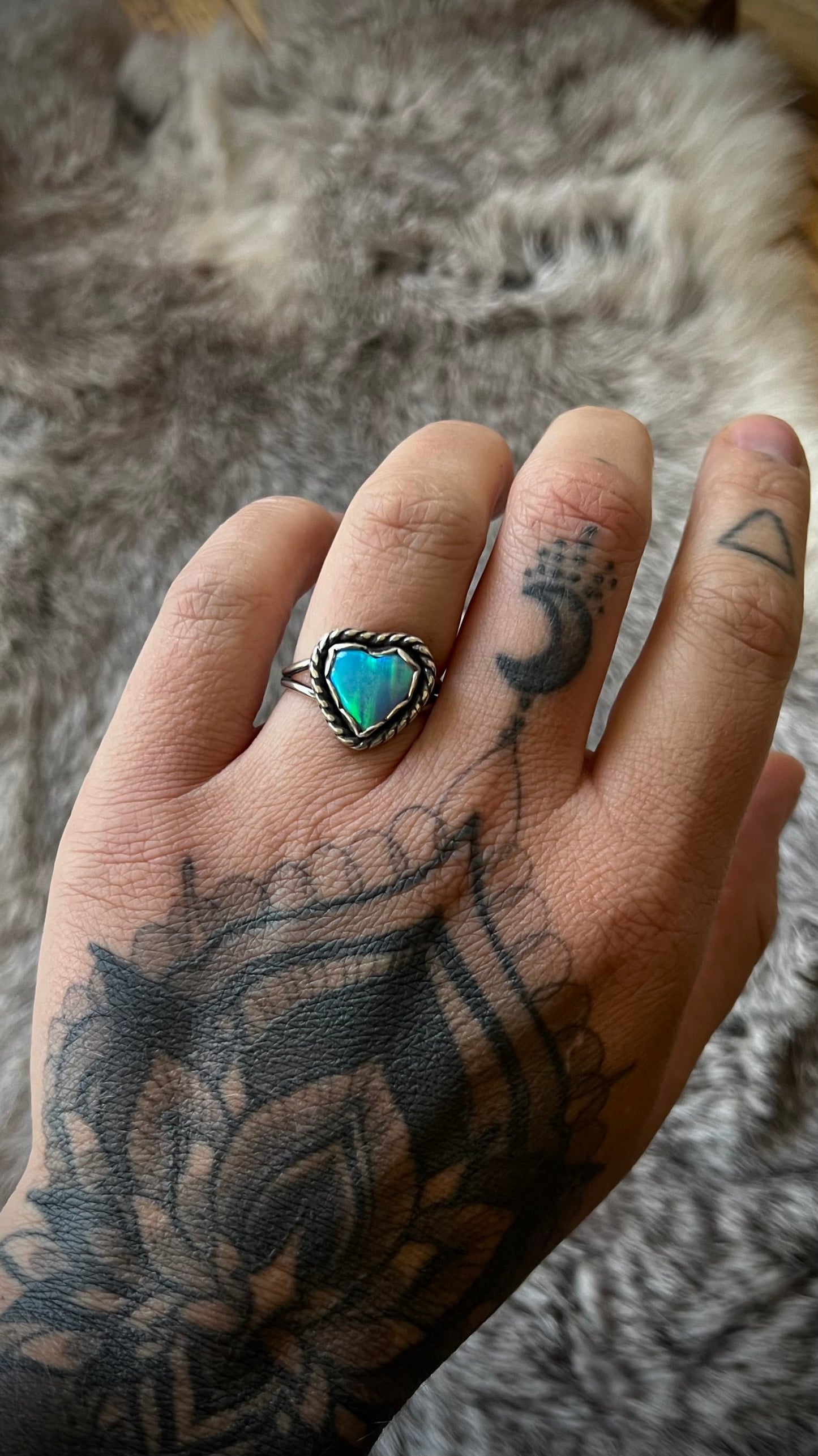 Aurora Opal Heart Ring | Size 7.5