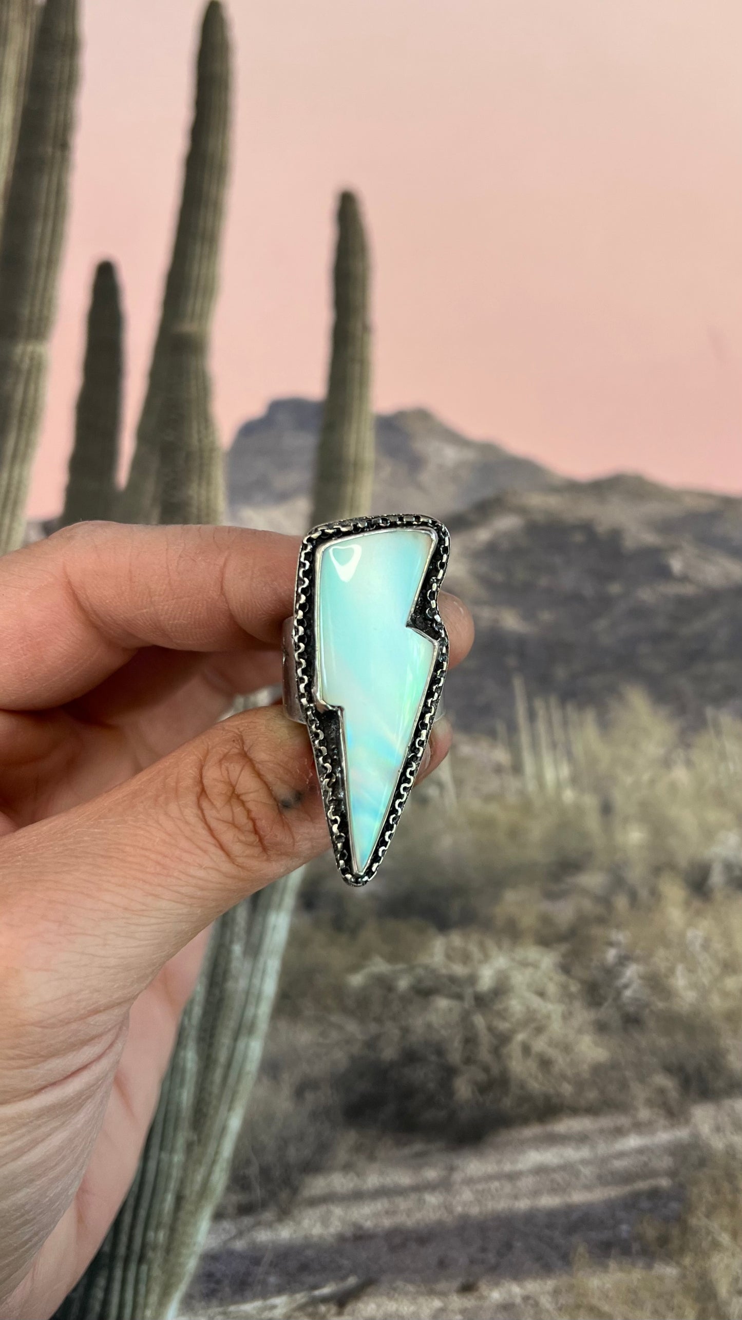 Aurora Opal Statement Bolt Ring | Size 7