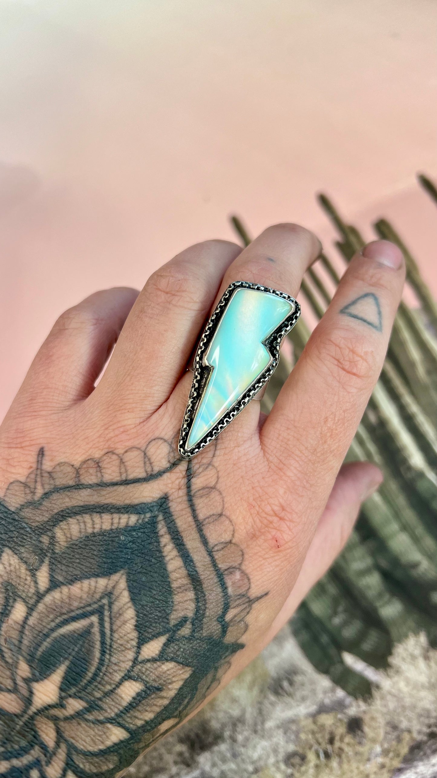 Aurora Opal Statement Bolt Ring | Size 7