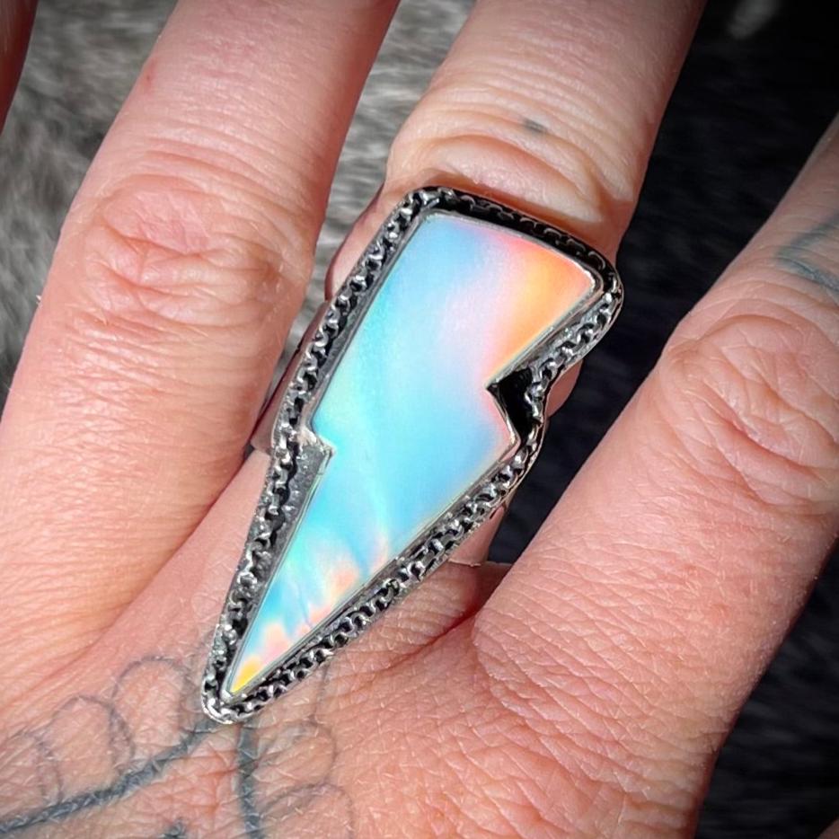 Aurora Opal Statement Bolt Ring | Size 7