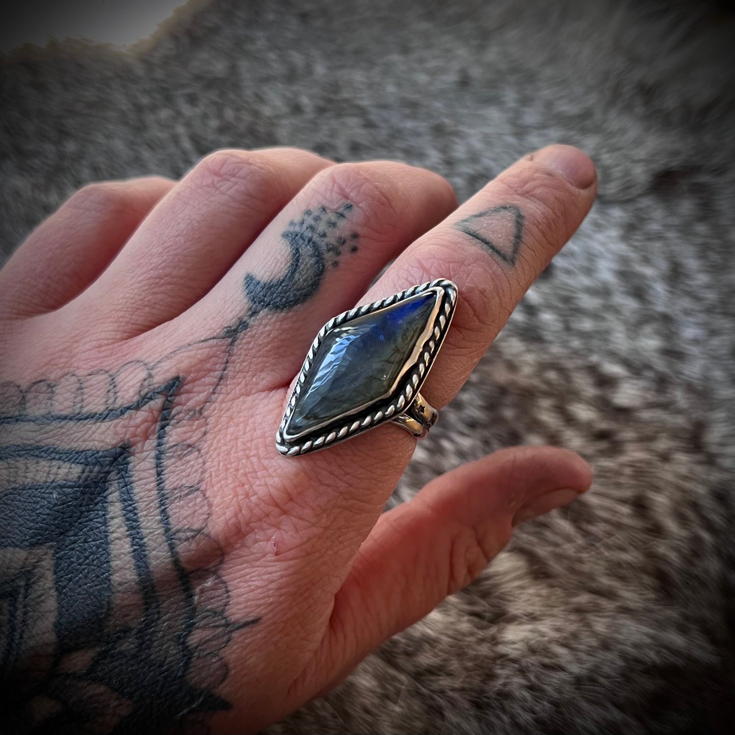 Labradorite Statement Ring | Size 8