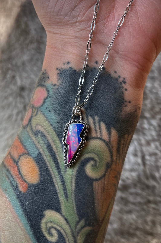 Aurora Opal Bowie Bolt on 18" Chain