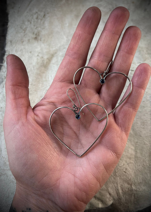 Iolite Heart Hoops