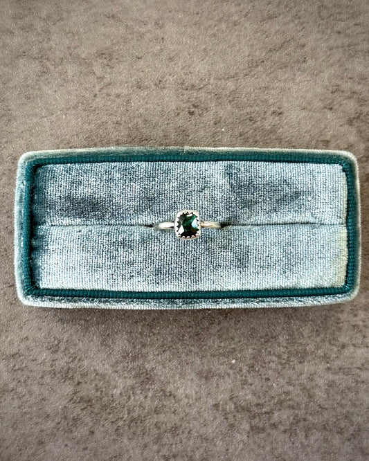 Blue Green Tourmaline Stacker Ring - Size 6