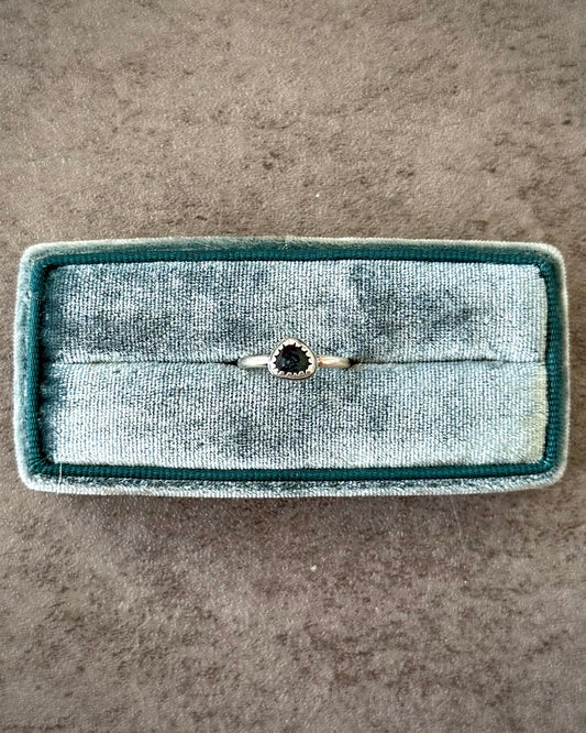 Blue Green Tourmaline Stacker Ring - Size 7