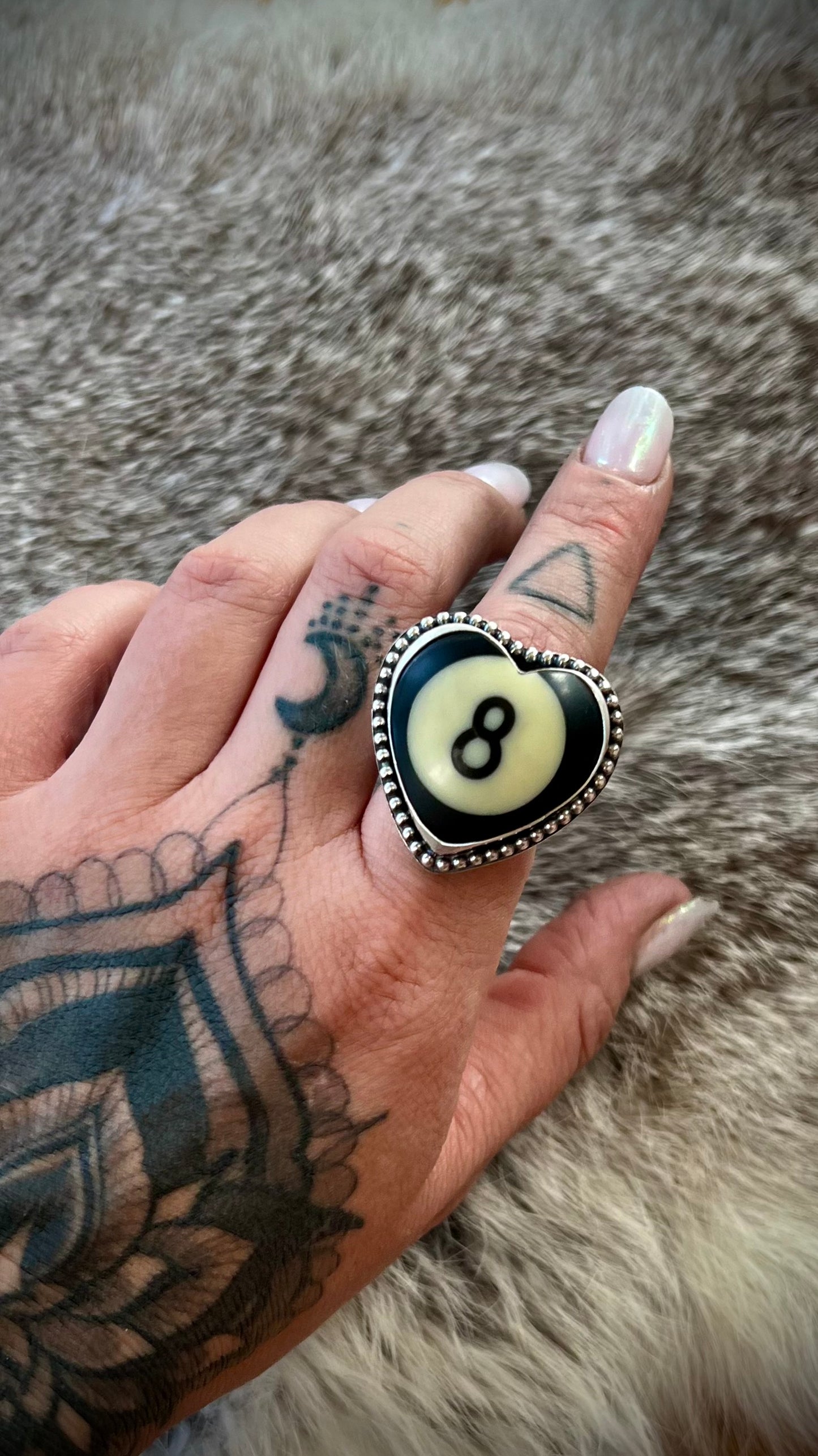 Eight Ball Statement Ring | Size 8