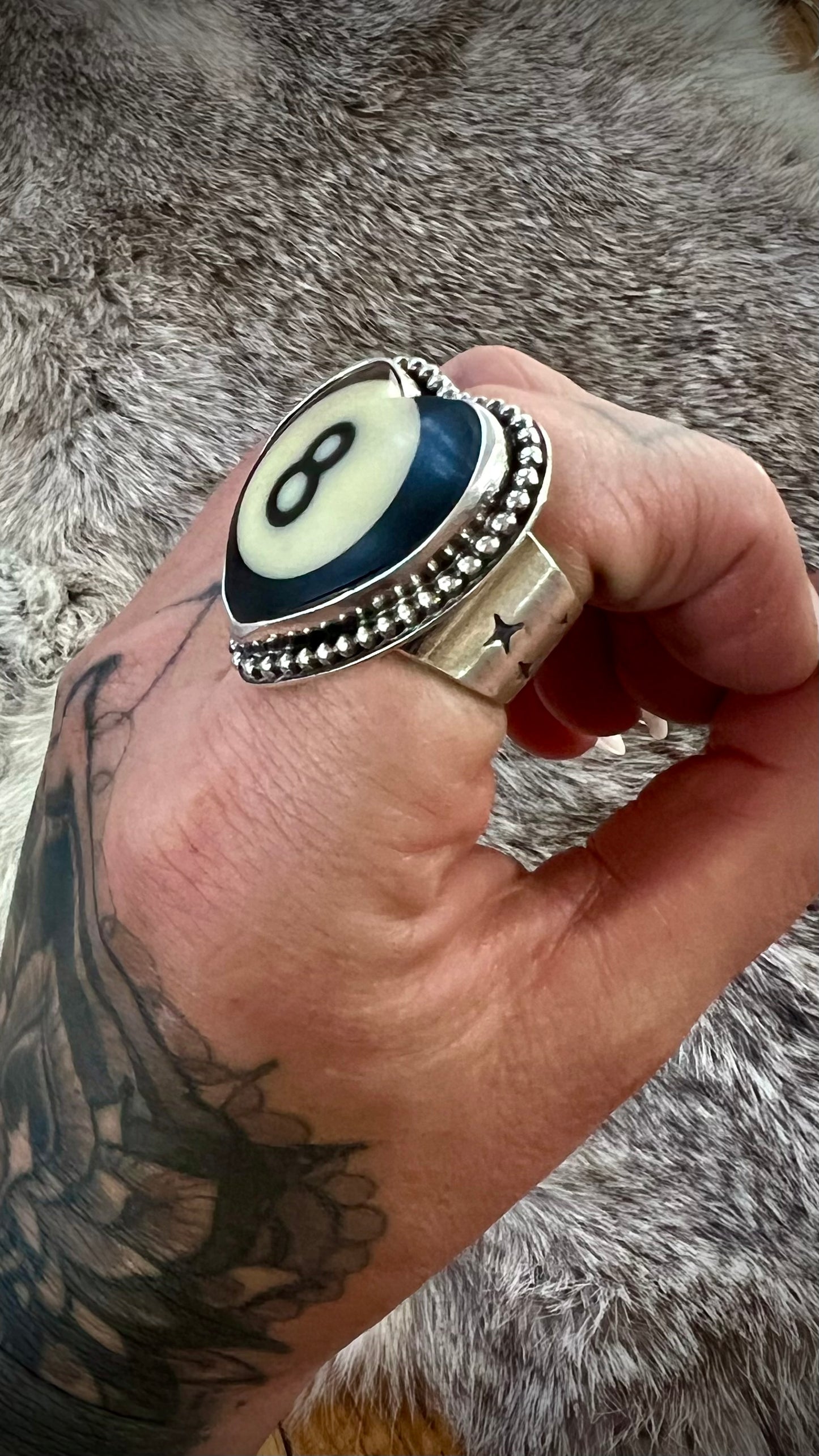 Eight Ball Statement Ring | Size 8