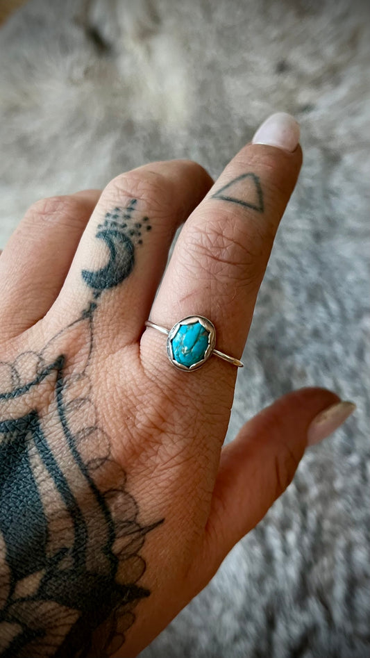 Kingman Turquoise Stacker Ring | Size 9.5