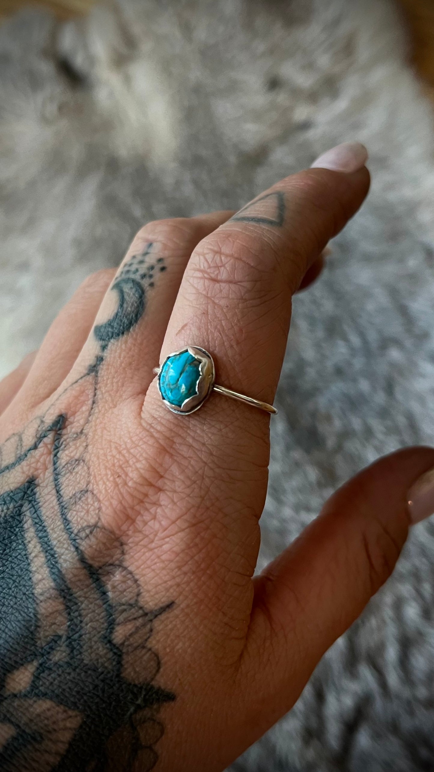 Kingman Turquoise Stacker Ring | Size 9.5