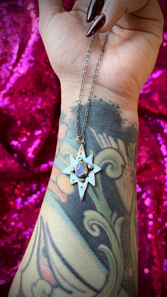 The North Star - Rainbow Moonstone 18" Necklace