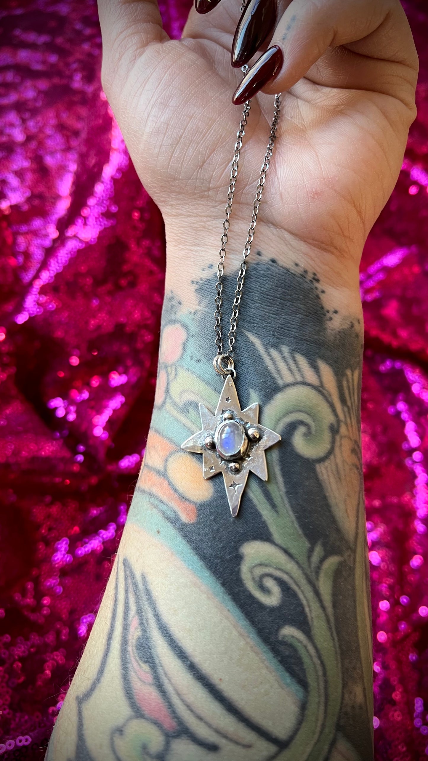 The North Star - Rainbow Moonstone 18" Necklace