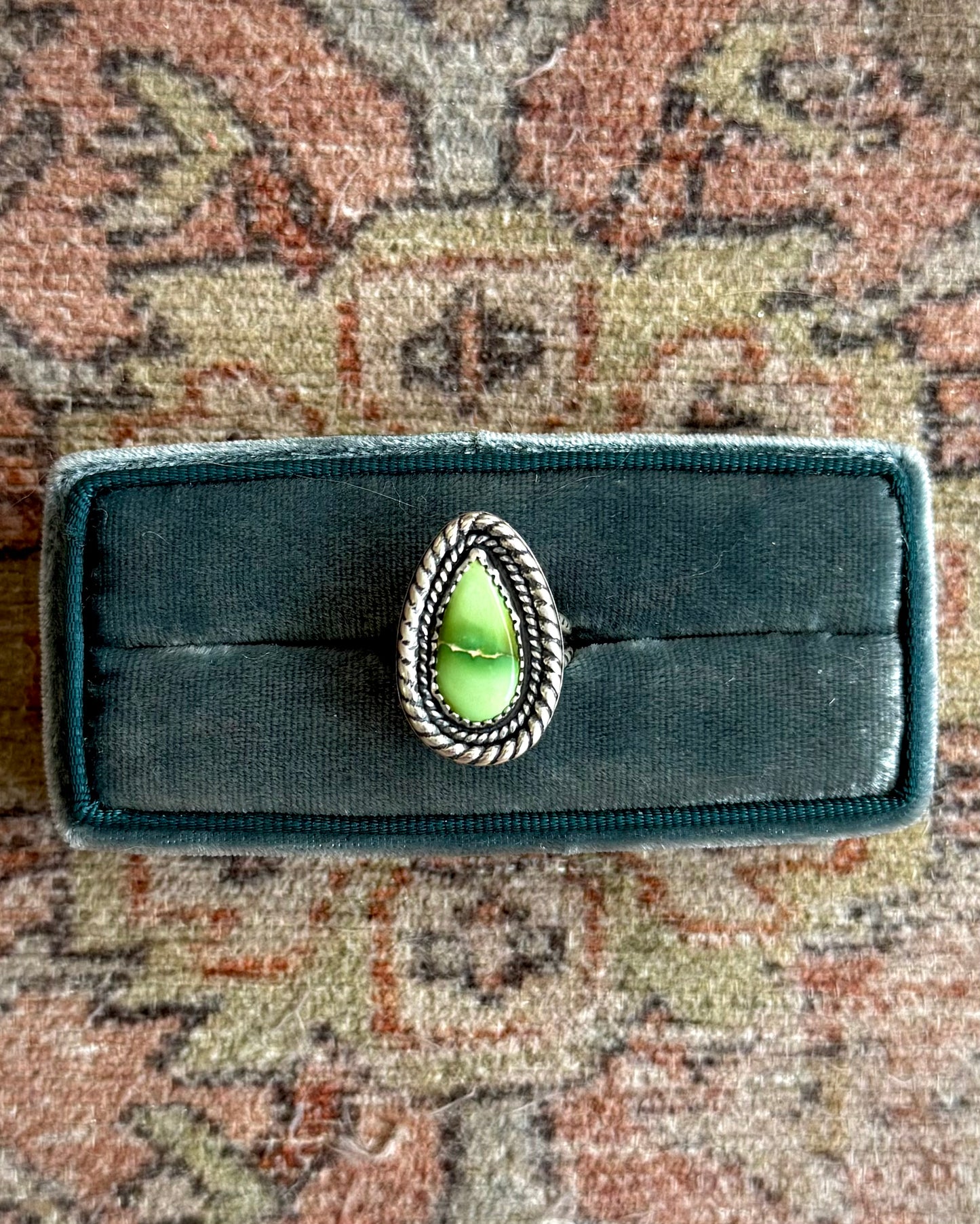 Sonoran Gold Turquoise Ring – Size 6.5 – Sterling Silver Teardrop Ring