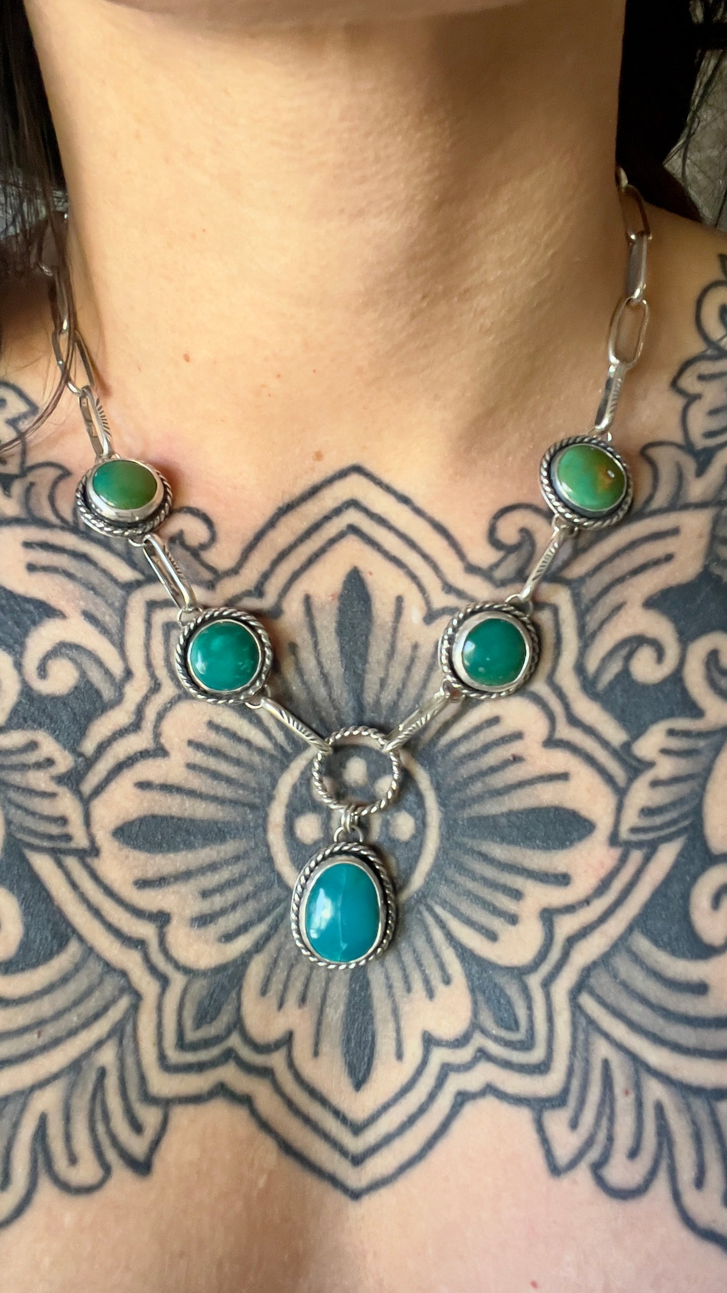 Turquoise Statement Handmade Chain Necklace