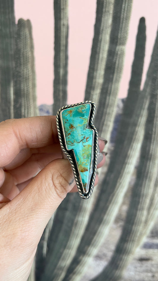 Kingman Turquoise Bowie Bolt Ring | Size 8