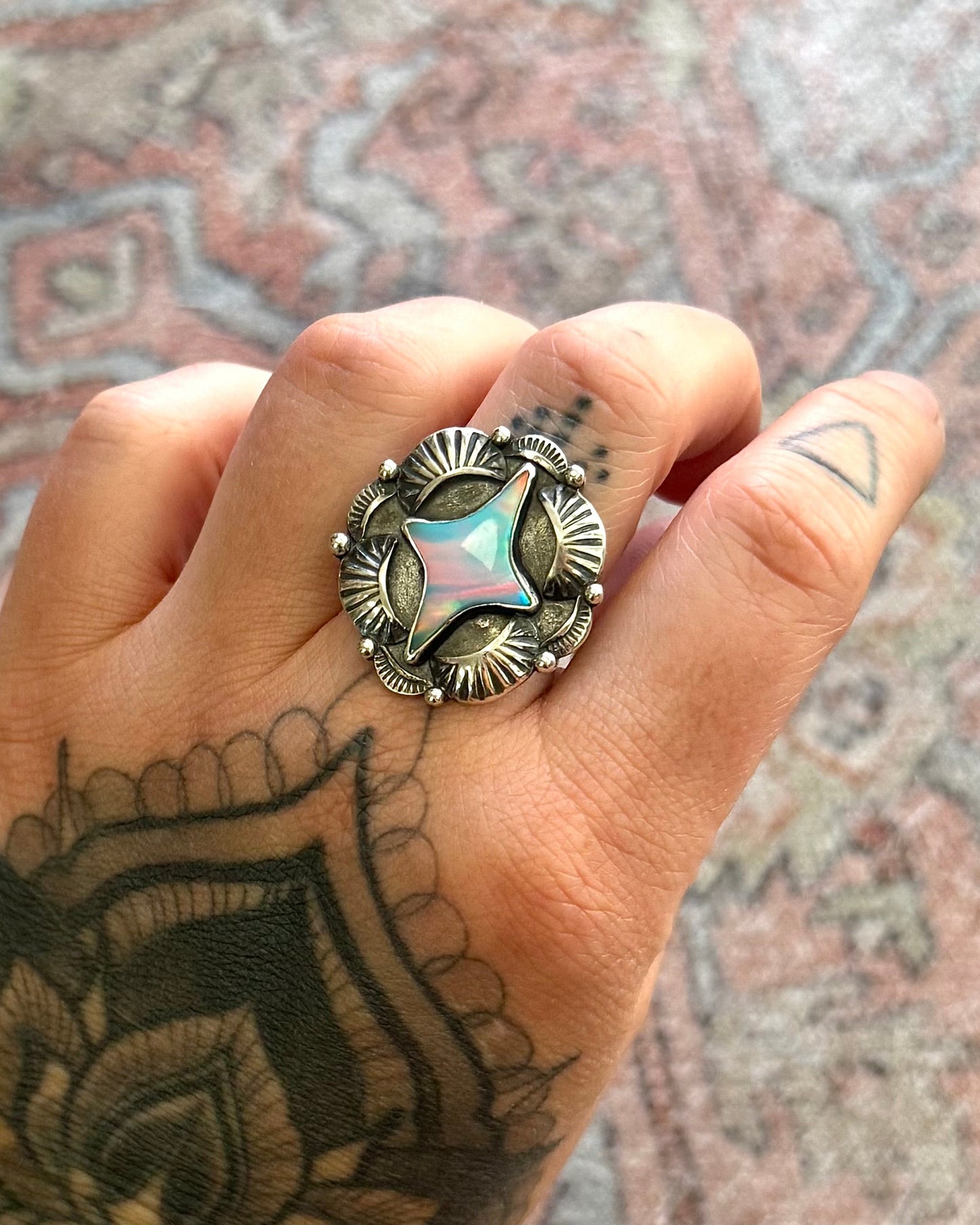 Aurora Opal Statement Ring - Size 8.5