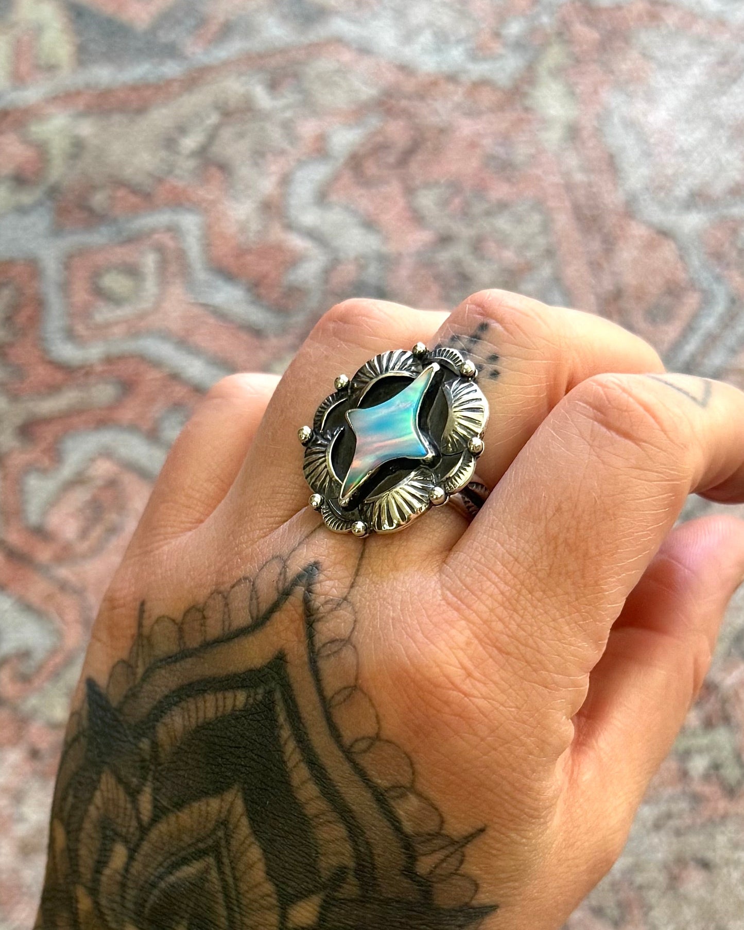 Aurora Opal Statement Ring - Size 8.5