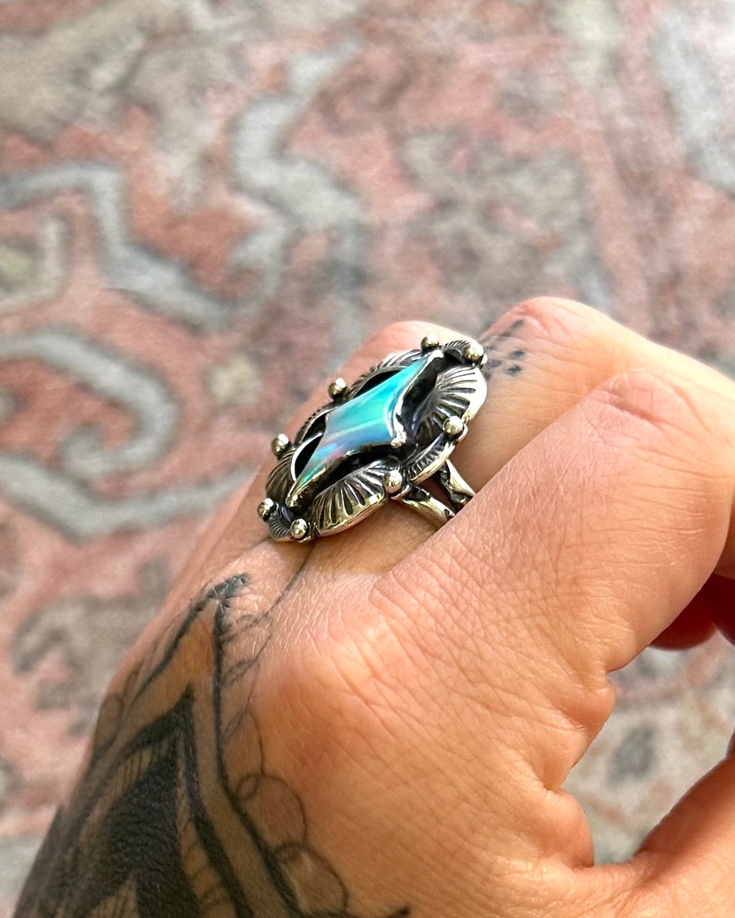 Aurora Opal Statement Ring - Size 8.5