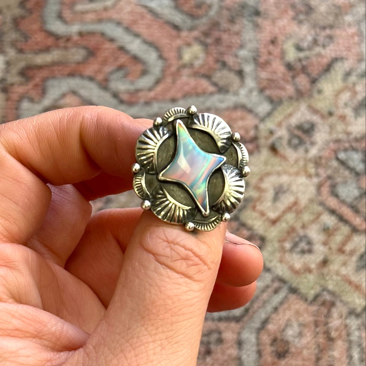 Aurora Opal Statement Ring - Size 8.5