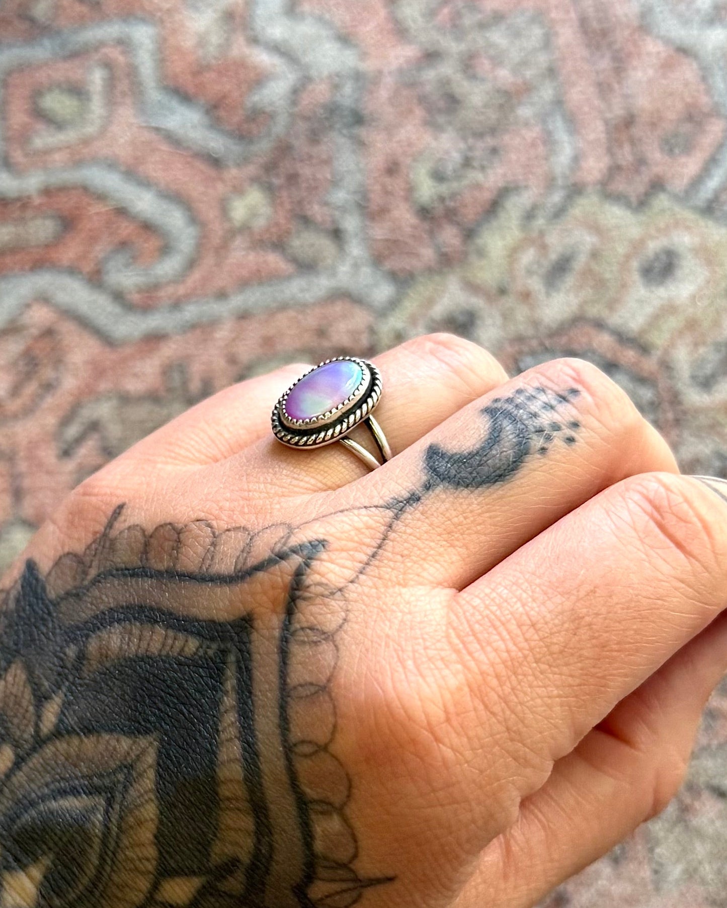 Aurora Opal Oval Ring - Size 7