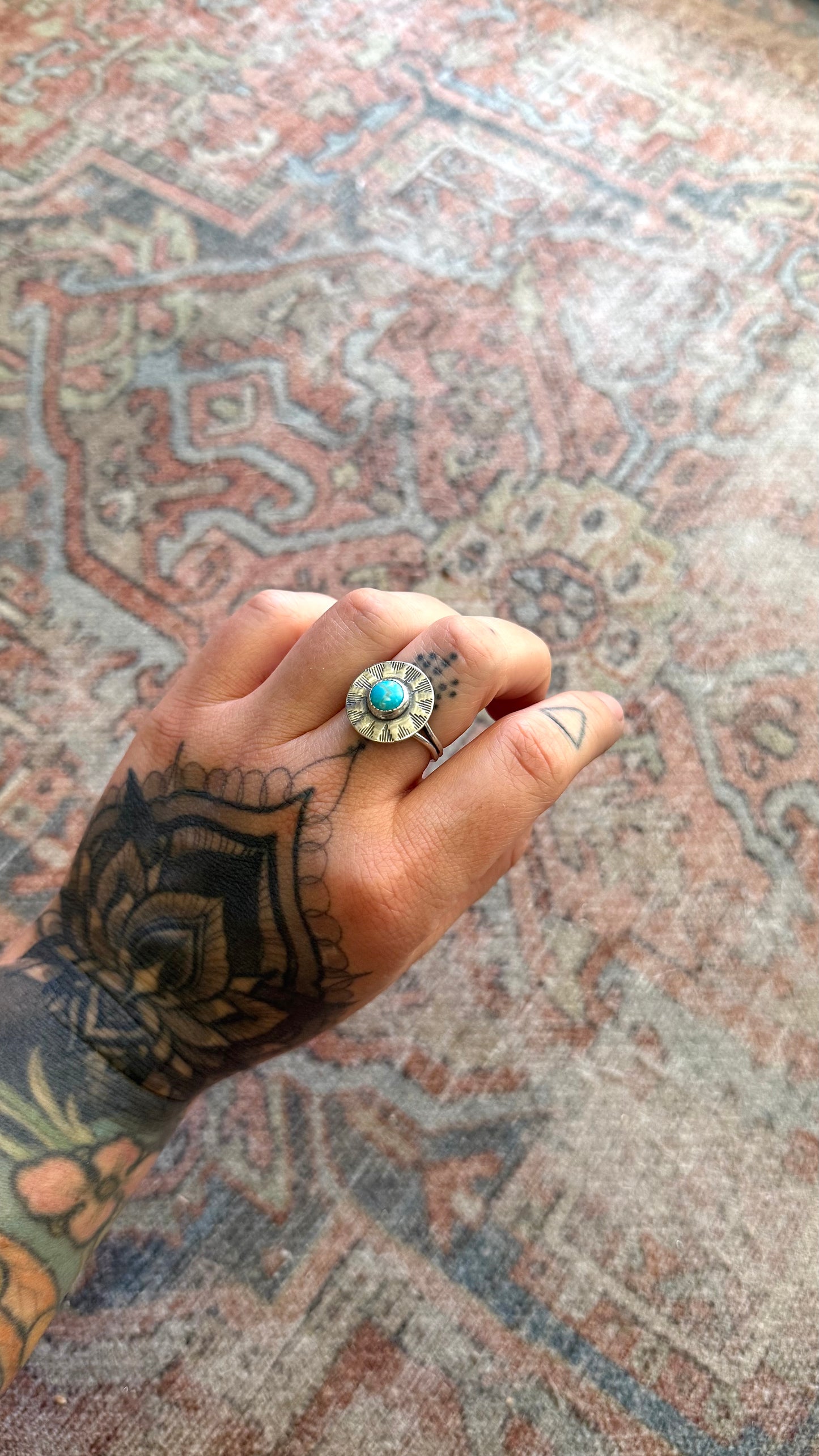 Turquoise Sunburst Ring - Size 7