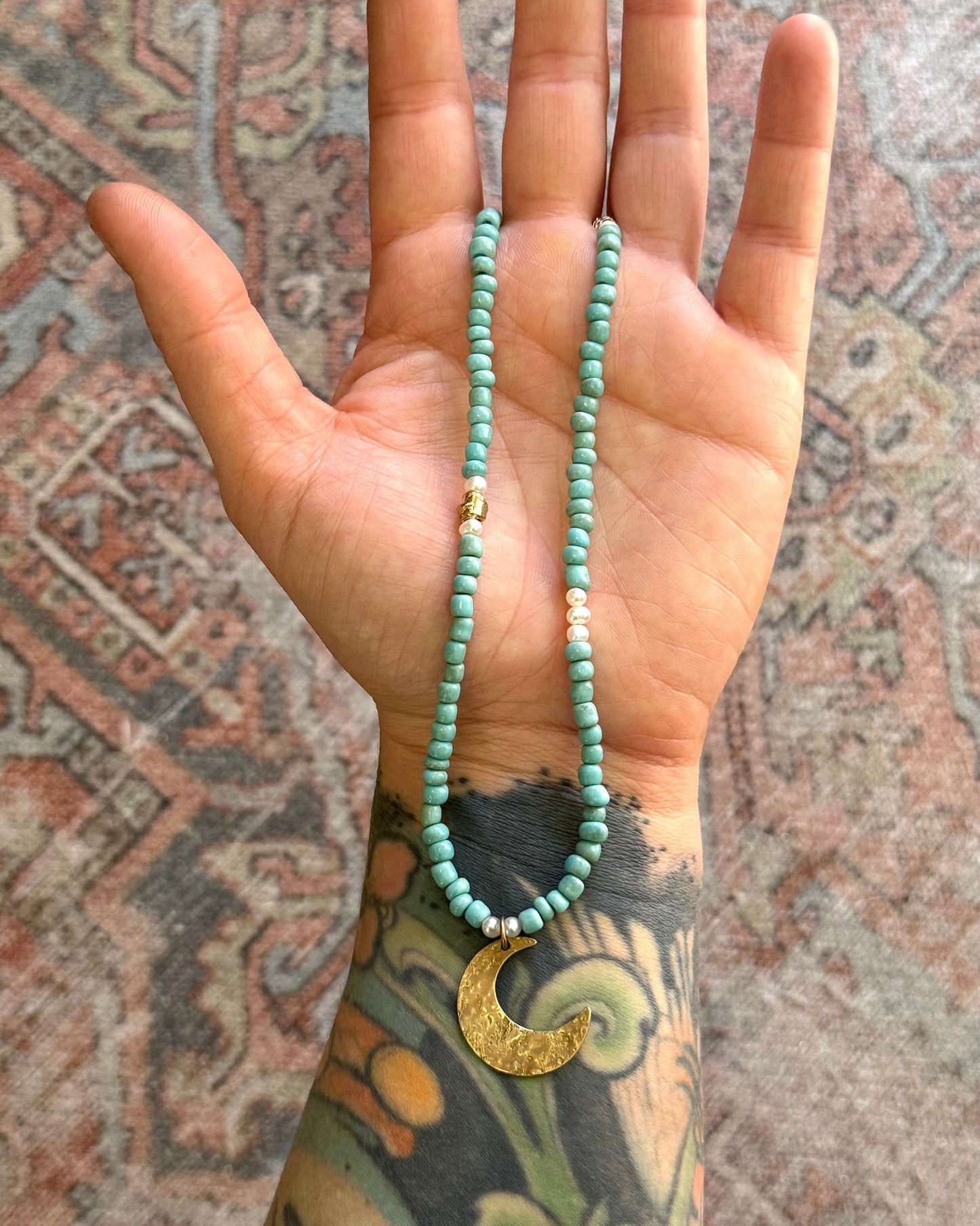 African Glass & Brass Celestial Necklace