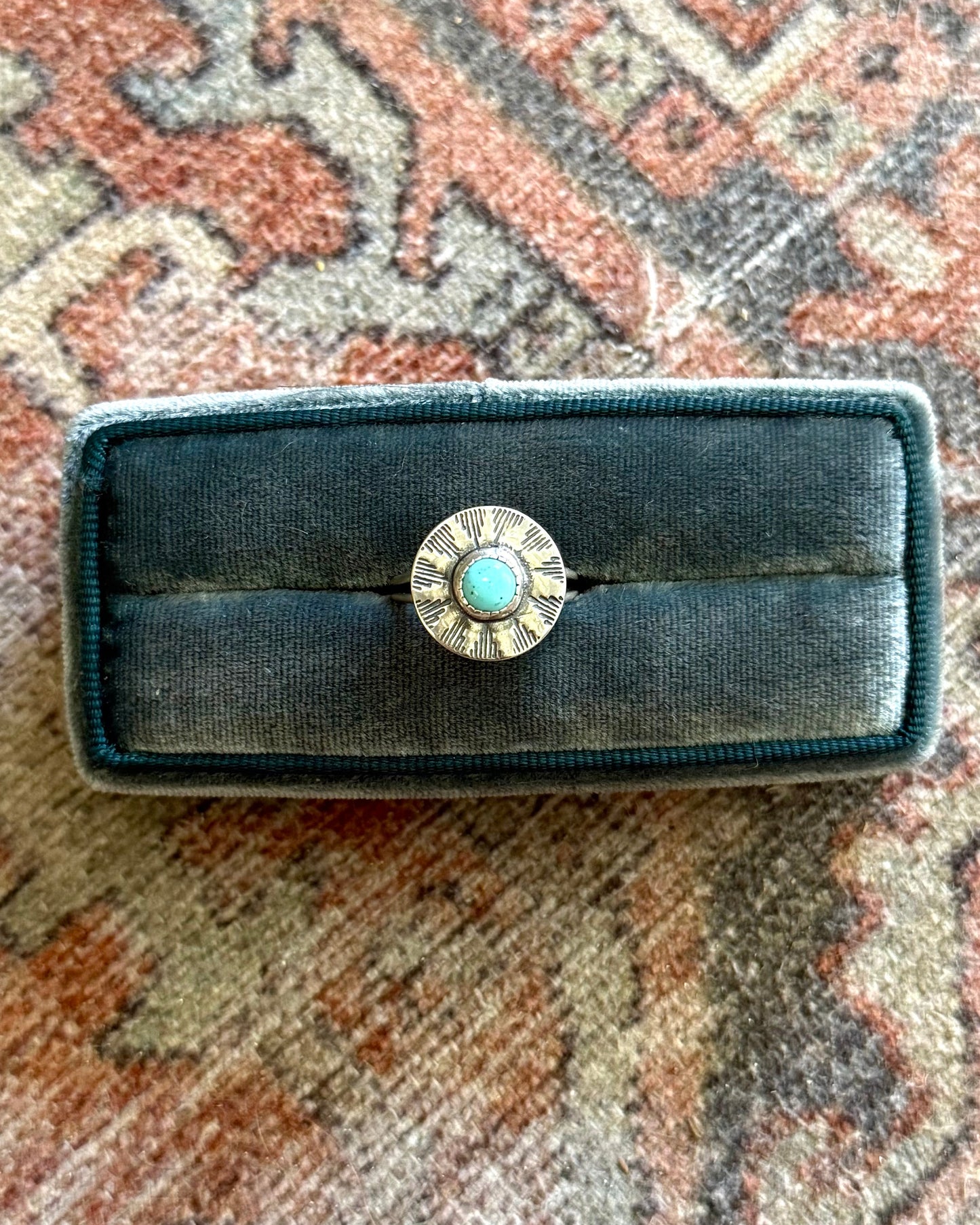 Turquoise Sunburst Ring - Size 7