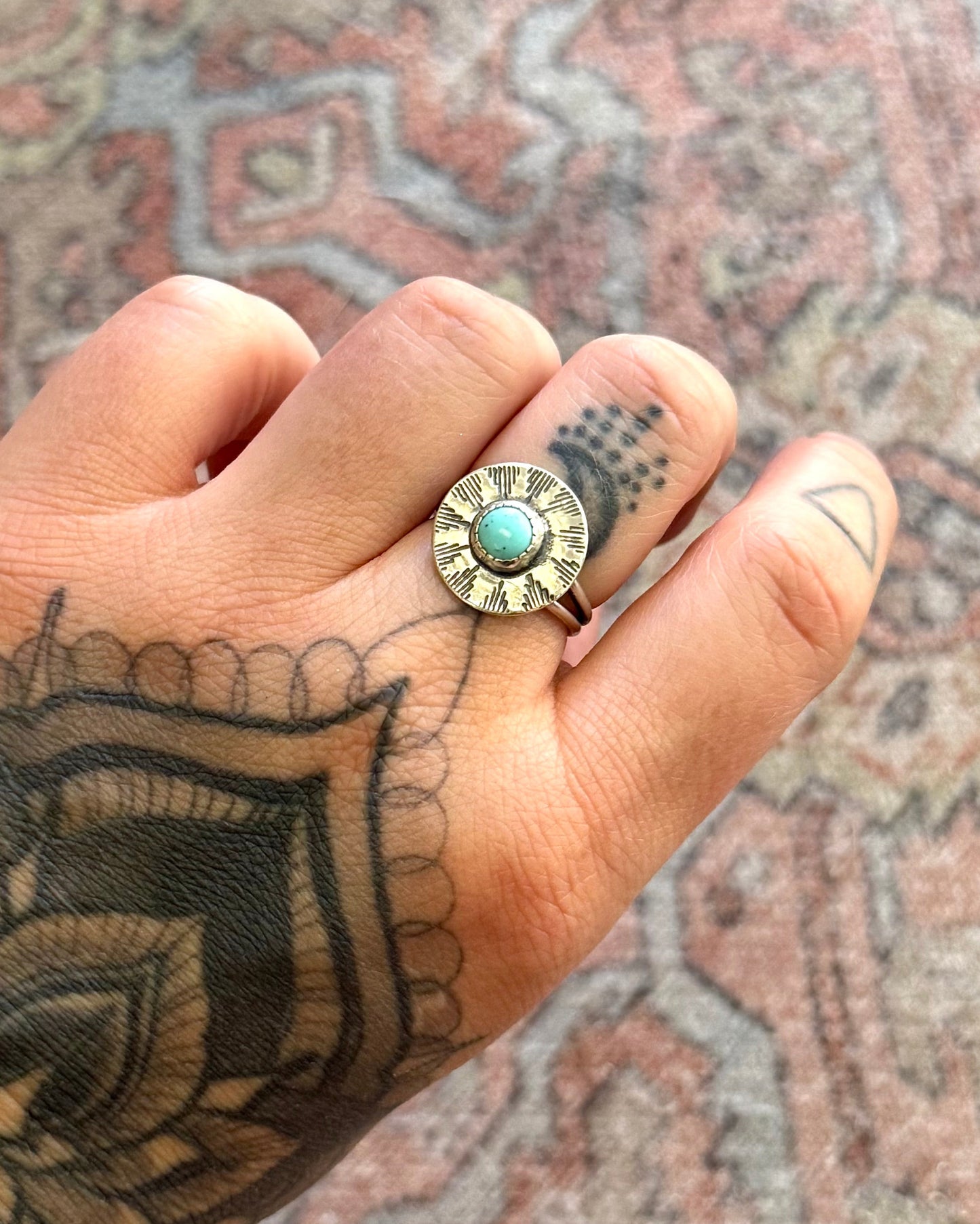 Turquoise Sunburst Ring - Size 7