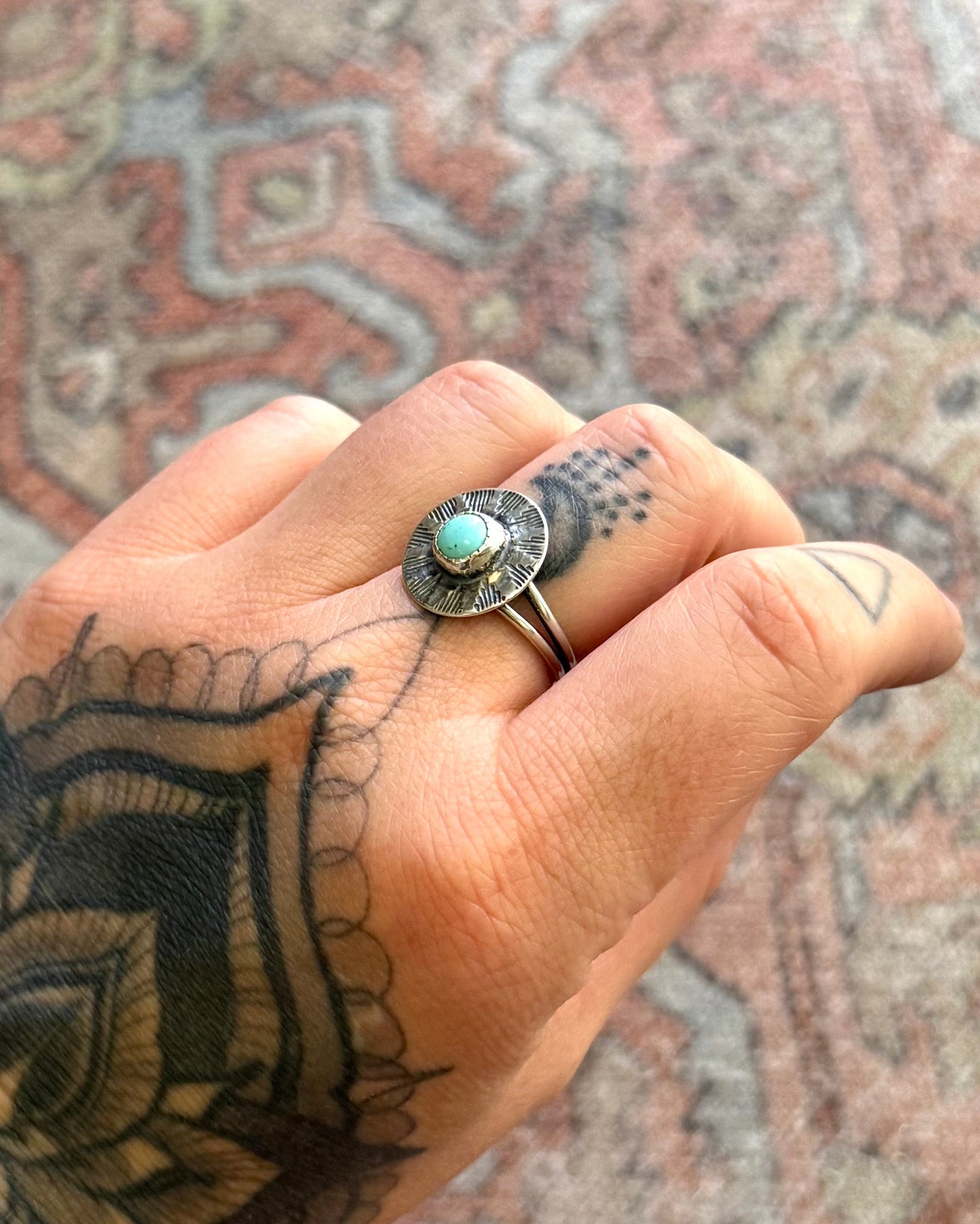 Turquoise Sunburst Ring - Size 7
