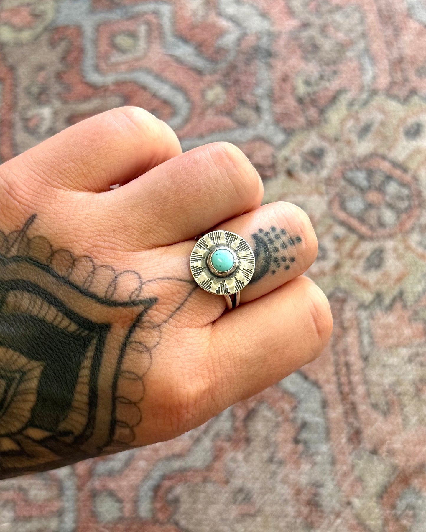 Turquoise Sunburst Ring - Size 7