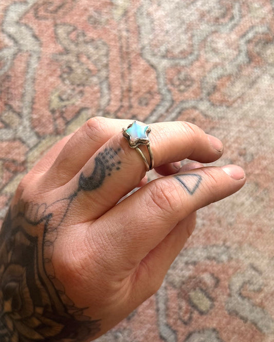Aurora Opal Mini Star Ring - Size 7