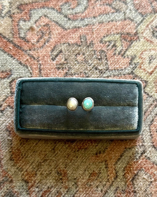 Freshwater Pearl & Turquoise Ring - Semi-Adjustable