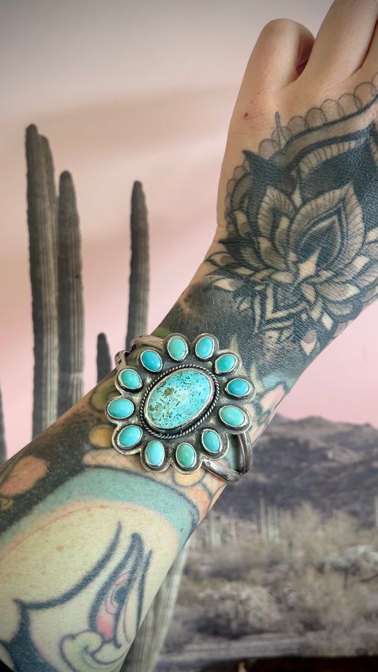 Kingman Turquoise & Sleeping Beauty Statement Cuff Bracelet