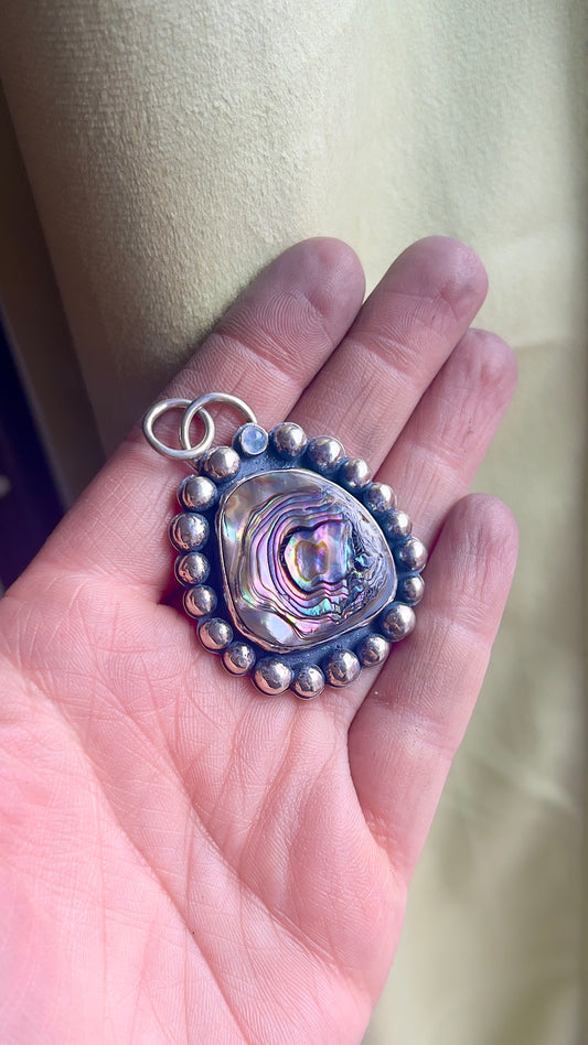 The Portal | Abalone & Rainbow Moonstone Pendant