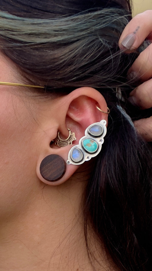 Moonstone & Turquoise Ear Cuff