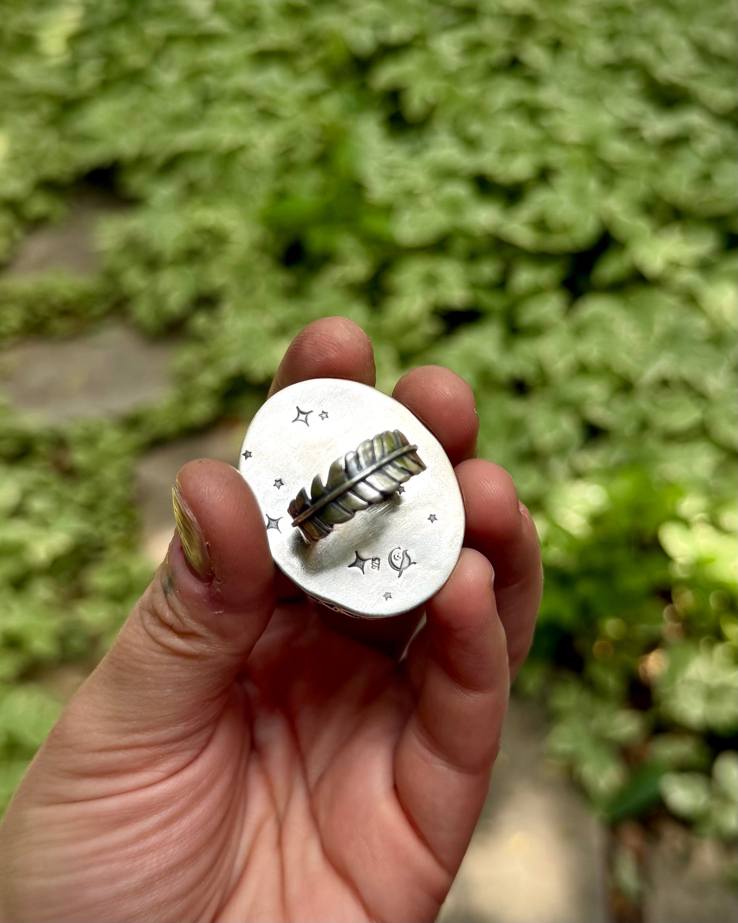 Upcycled Pool Ball Core + Aurora Opal Statement Ring — Size 8