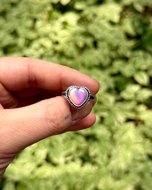 Aurora Opal Heart Ring - Size 7.25/7.5