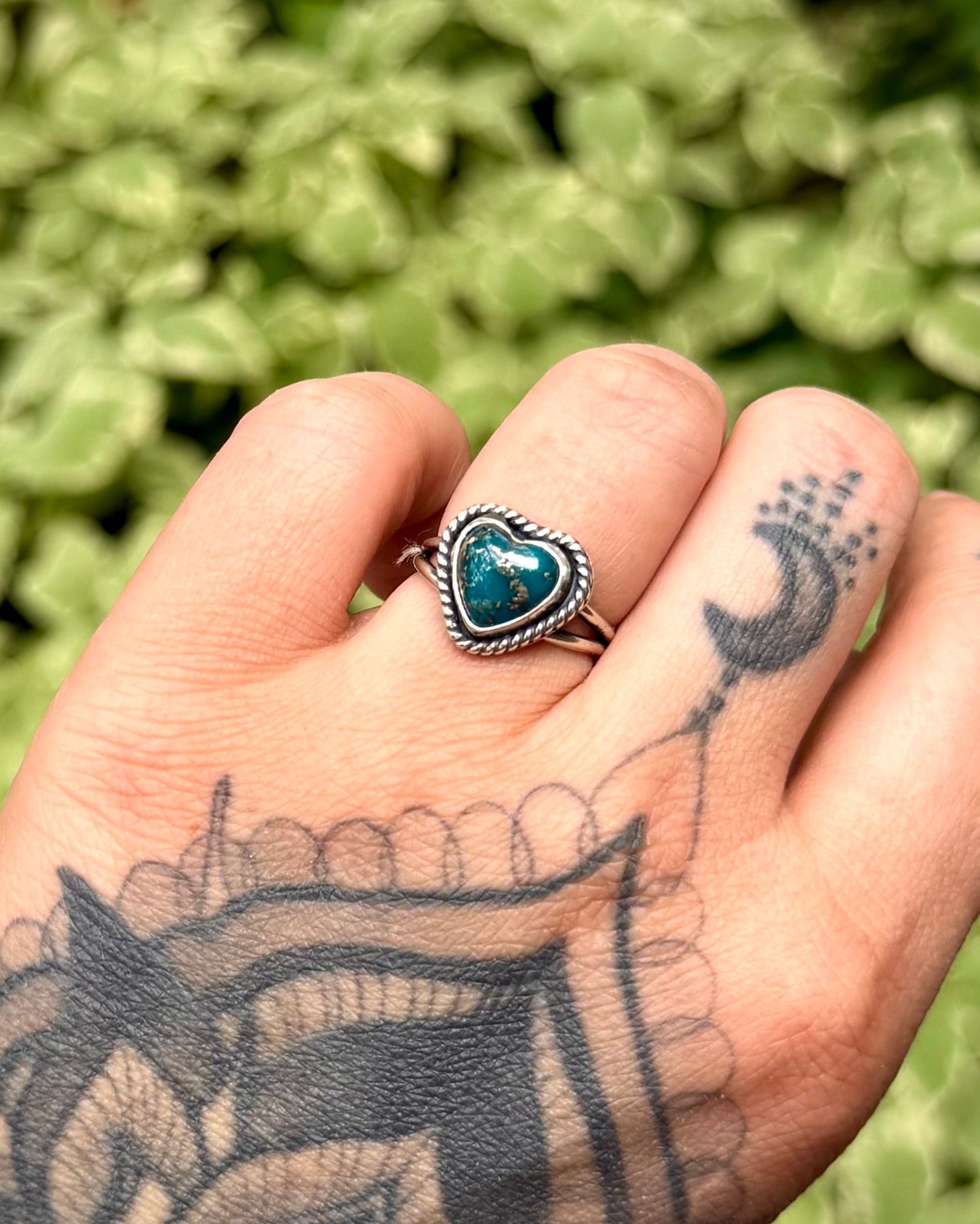 Chilean Turquoise Heart Ring — Size 6.26