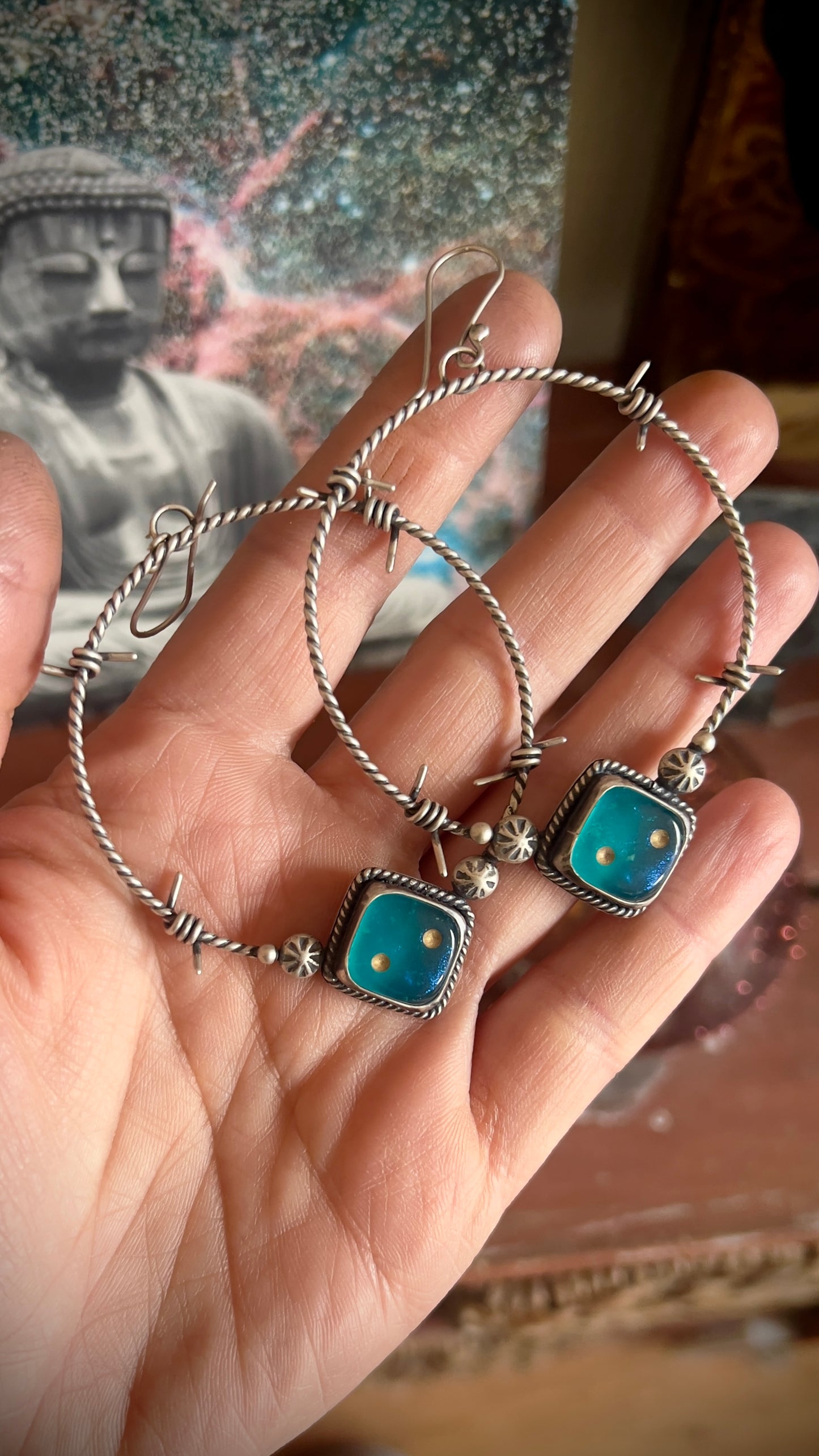 Barbwire Dice Hoop Earrings #2