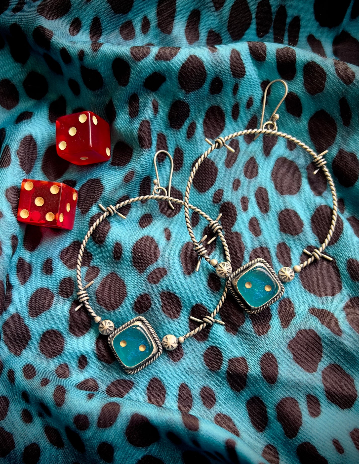 Barbwire Dice Hoop Earrings #2