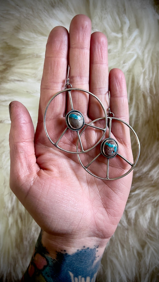 Royston Ribbon Boho Peace Sign Hoop Earrings XL