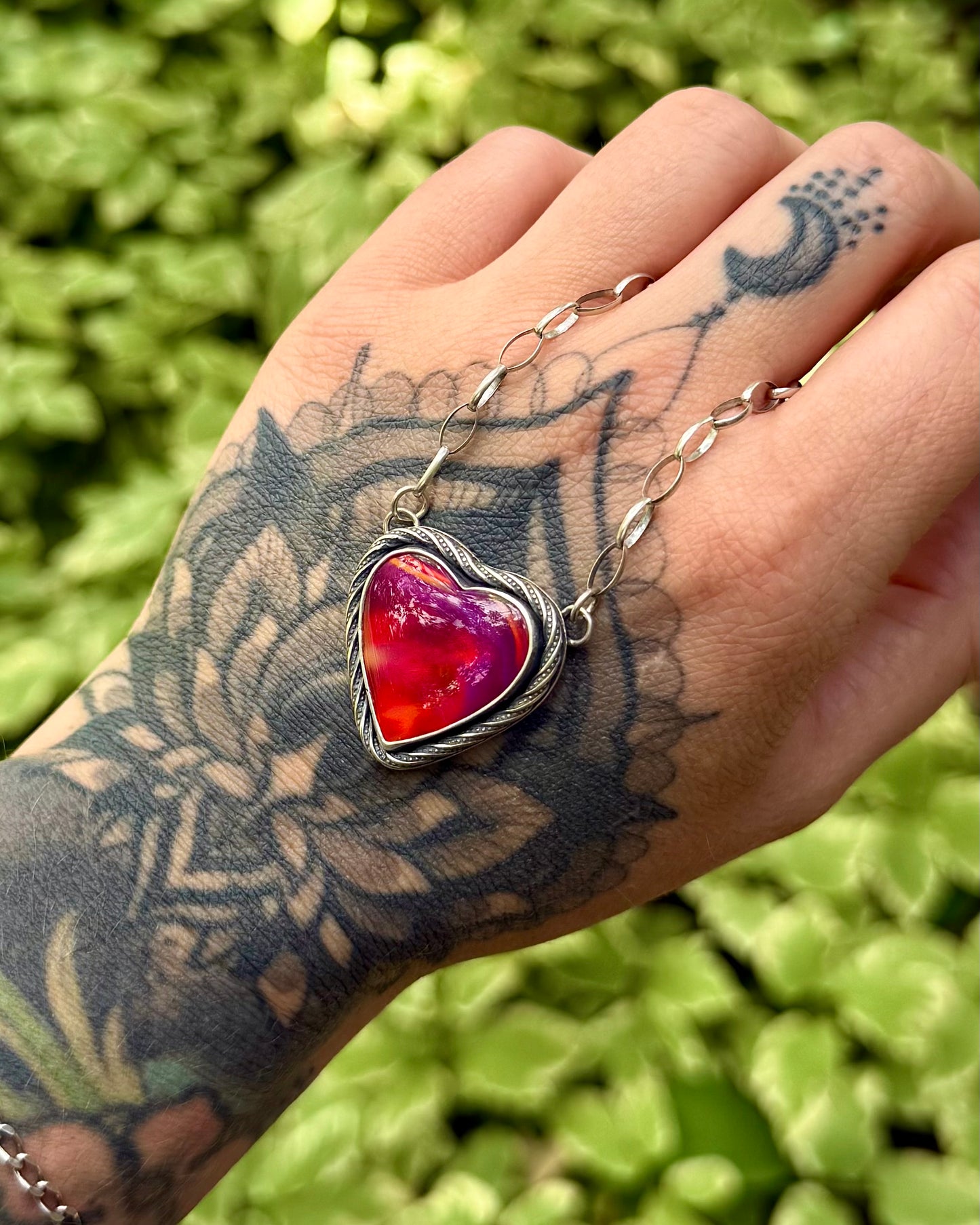 Aurora Opal Heart Necklace