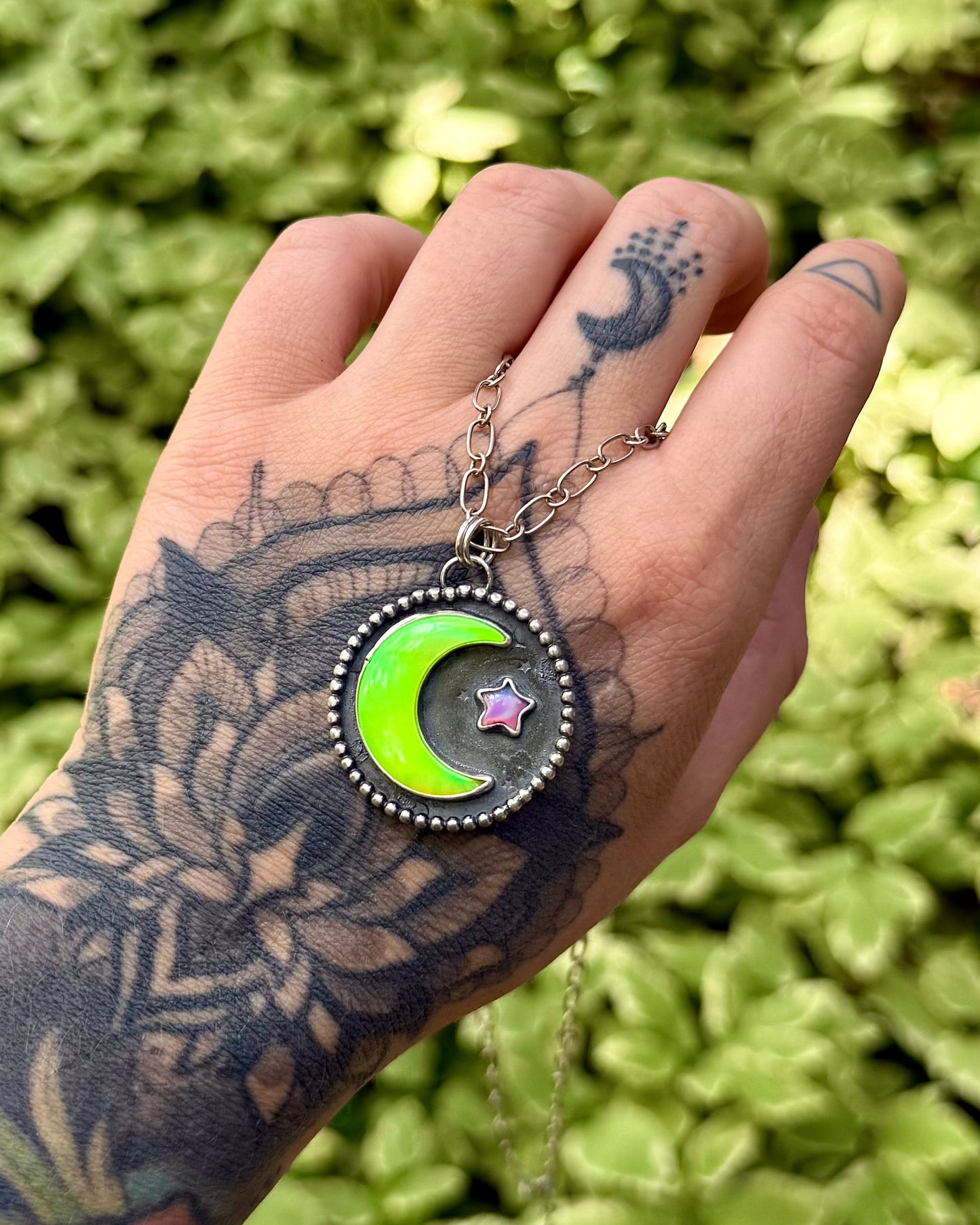 Aurora Opal Moon & Star Necklace