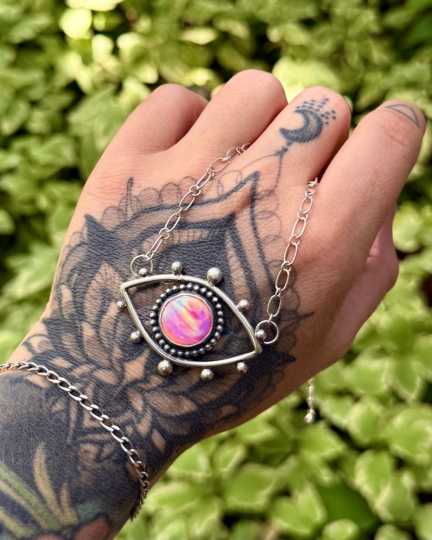 Aurora Opal Evil Eye Necklace