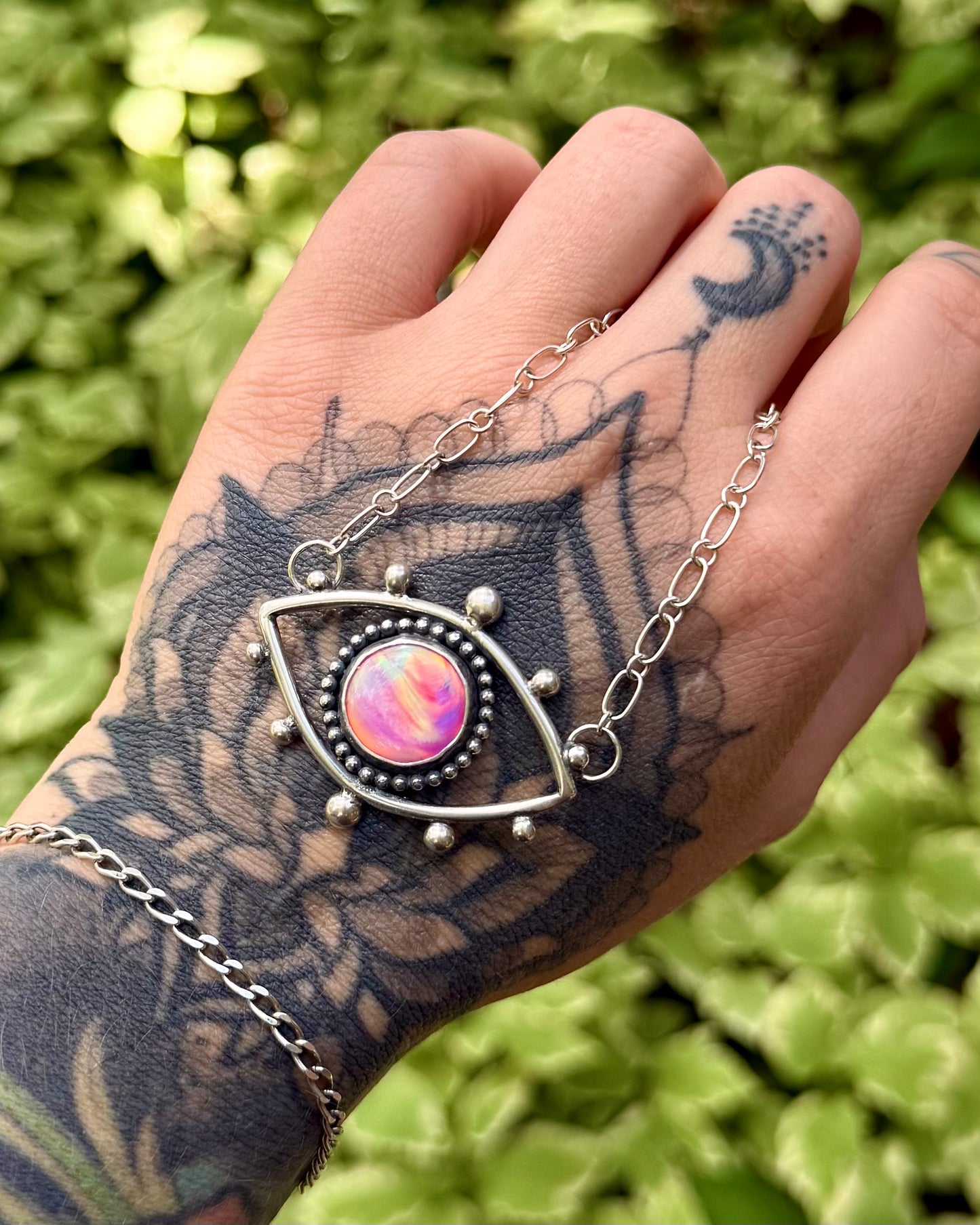 Aurora Opal Evil Eye Necklace
