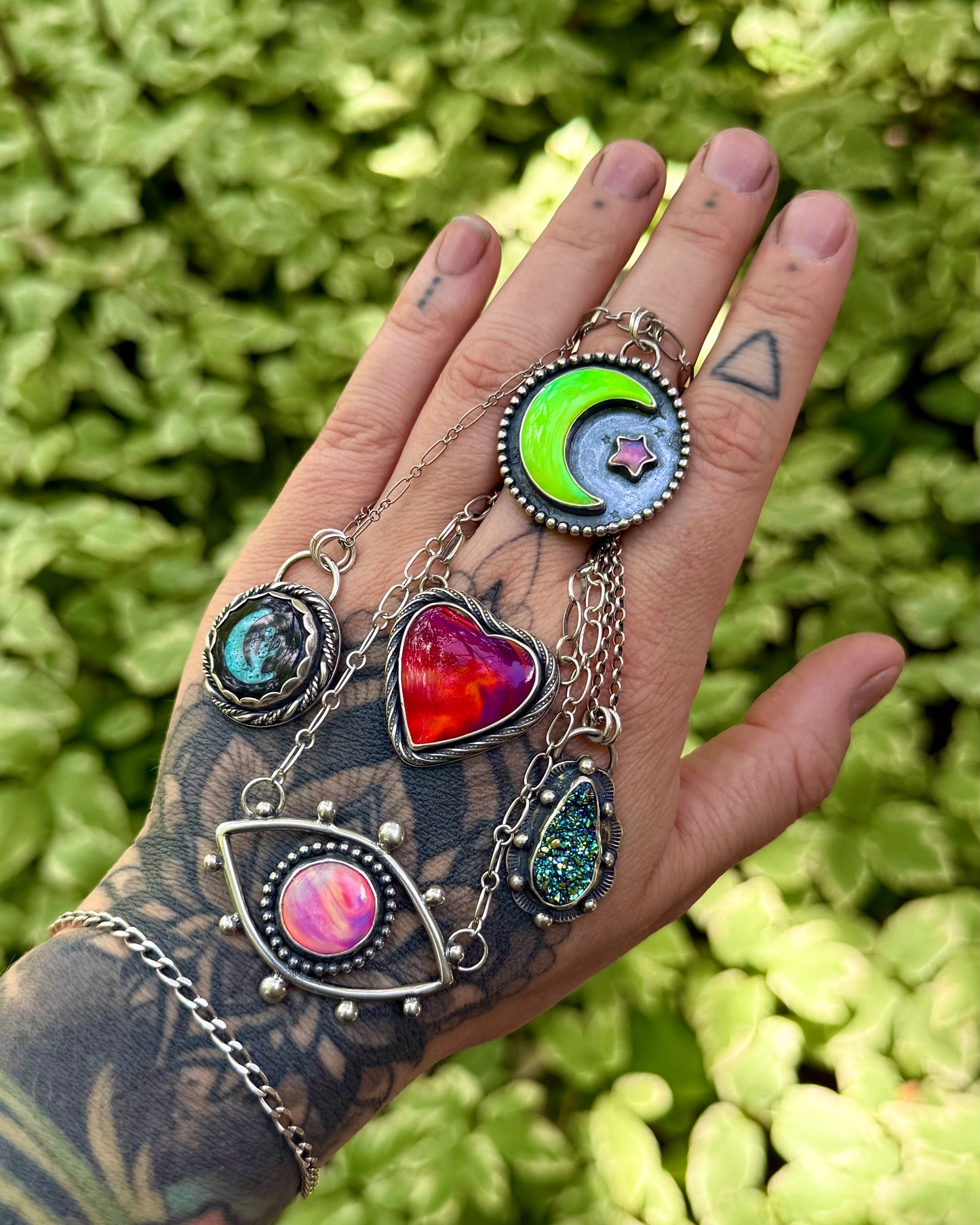 Aurora Opal Moon & Star Necklace