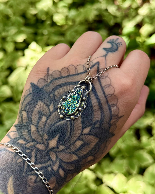 Angel Aura Quartz Druzy Pendant Necklace