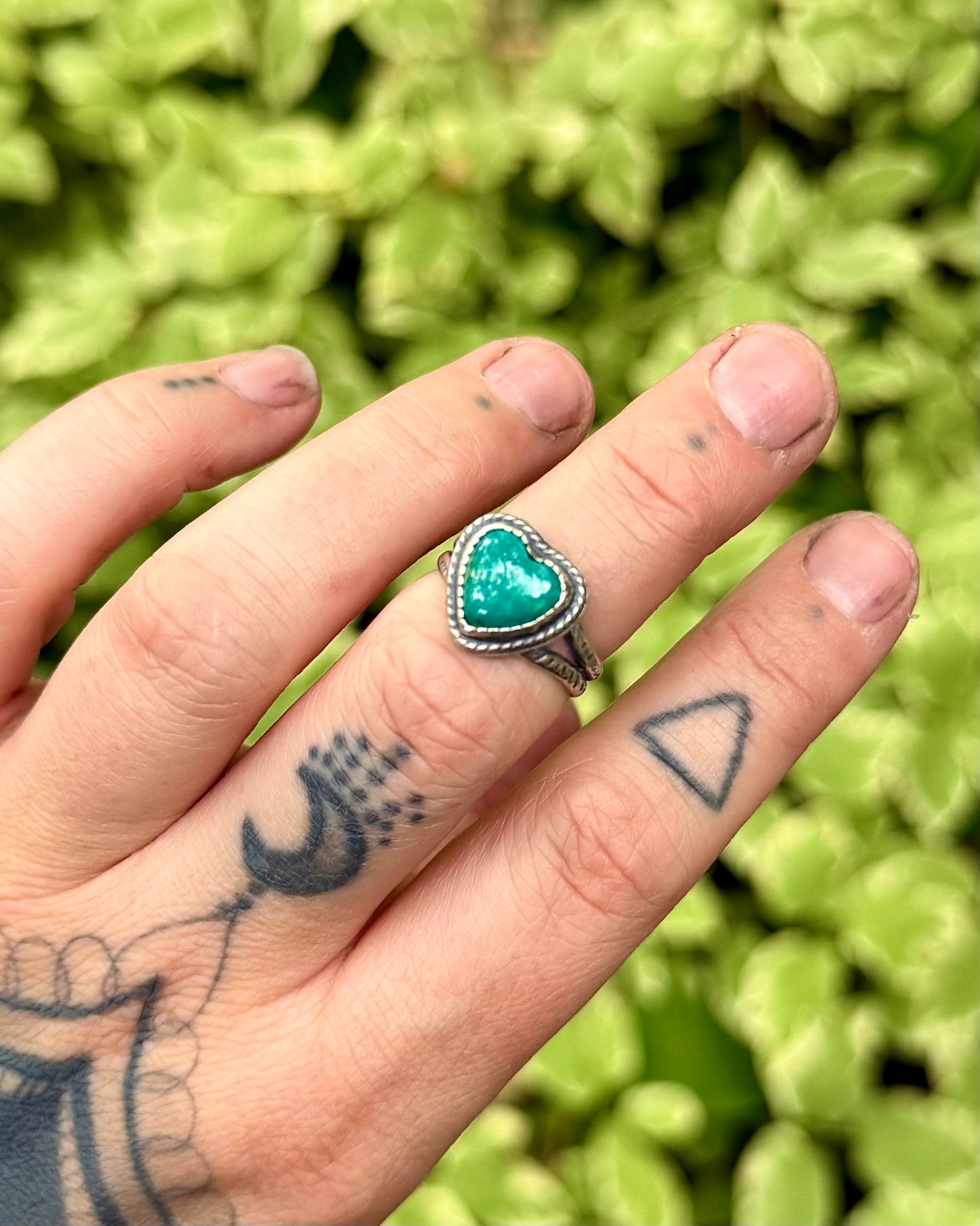 Chilean Turquoise Heart Ring - Size 5.5